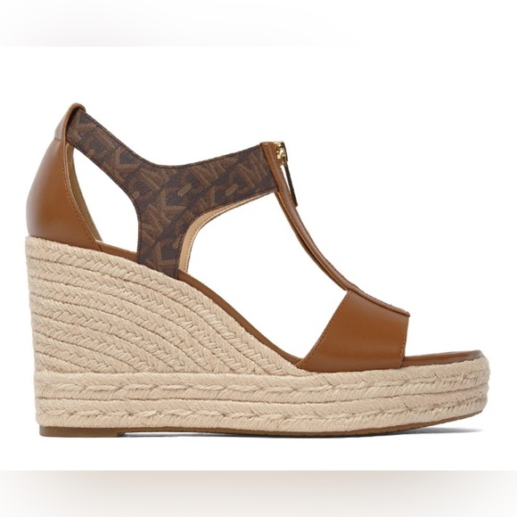 Michael Kors Berkley Mid Wedge Leather Sandals – Size 8.5M - Picture 1 of 12